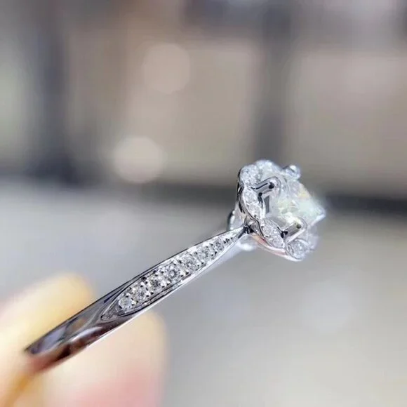 😍Diamond CZ Beautiful Carved Vintage Hollow Silver Flower Rings for Women, K848 - Picture 5 of 12